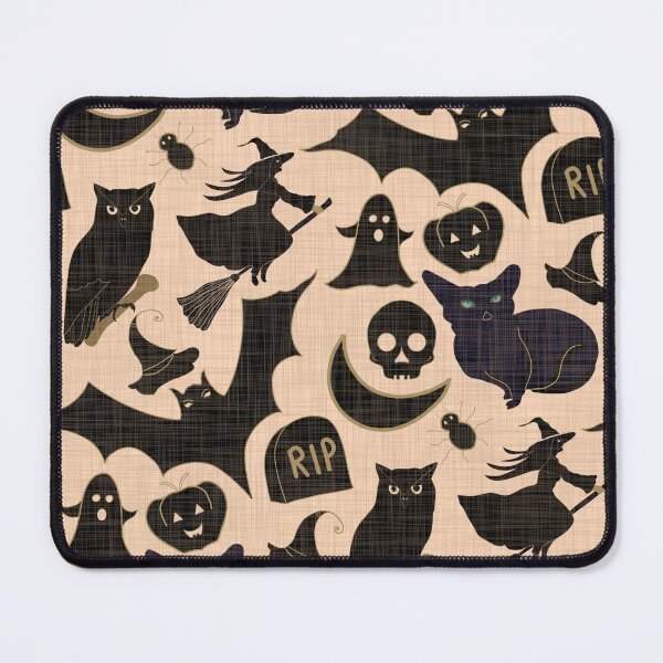 Item preview, Halloween black cats witches ghosts bats pumpkins skulls - black and beige designed and sold by ahahdodo.