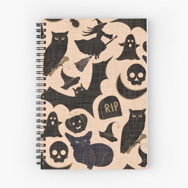 Item preview, Halloween black cats witches ghosts bats pumpkins  skulls - black and beige designed and sold by ahahdodo.