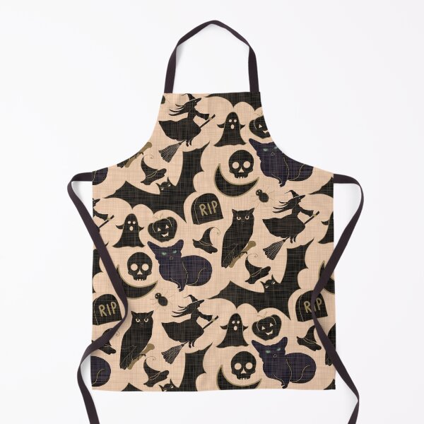 Item preview, Halloween black cats witches ghosts bats pumpkins  skulls - black and beige designed and sold by ahahdodo.