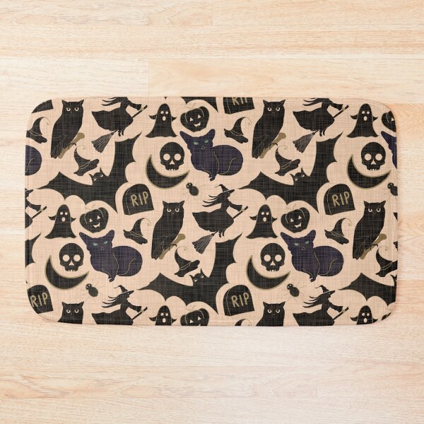 Item preview, Halloween black cats witches ghosts bats pumpkins  skulls - black and beige designed and sold by ahahdodo.
