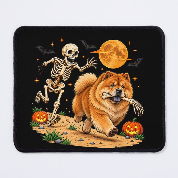Item preview, Funny Skeleton Chasing Chow Chow Halloween Dog Mom Pet Lover designed and sold by DunciOcukino.