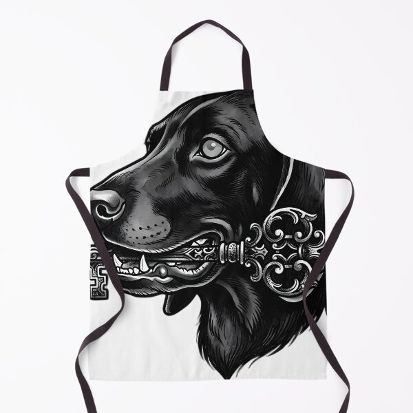 Item preview, Blackwork Black Hound with a Skeleton Key Tattoo Flash designed and sold by IllumeInk.