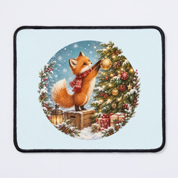Item preview, Cute Fox Decorating Christmas Tree designed and sold by SweetLilith.