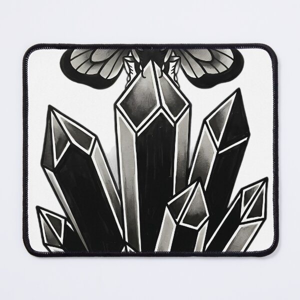 Item preview, Blackwork Gothic Crystal Cluster with a Moth Tattoo Flash designed and sold by IllumeInk.