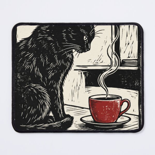 Item preview, 1930s Linocut Relief Black Cat Print designed and sold by gelisyaarnold.