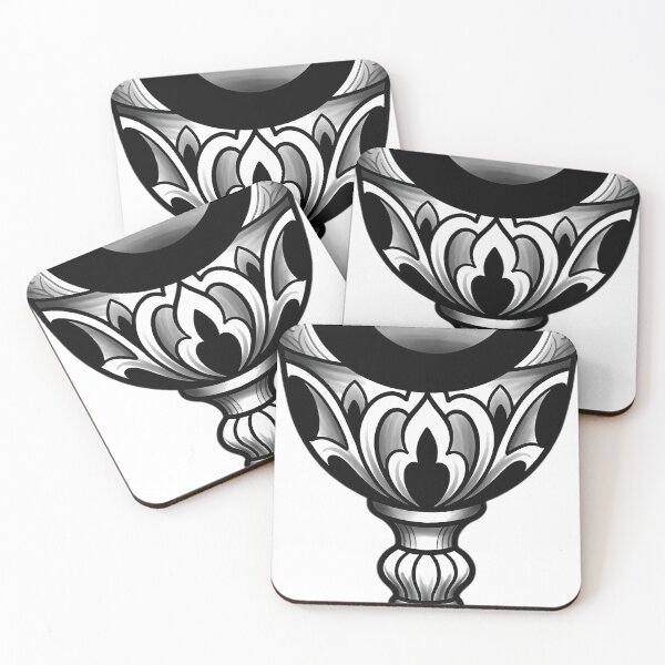 Item preview, Blackwork Gothic Chalice and Crescent Moon Tattoo Flash designed and sold by IllumeInk.
