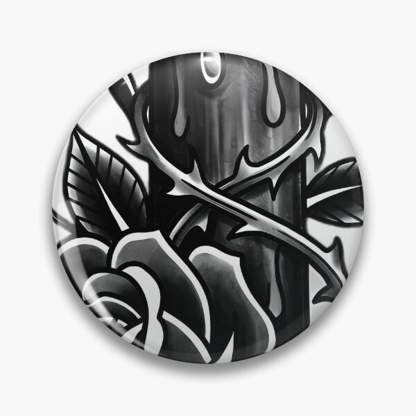 Item preview, Blackwork Melting Candle and Black Rose Tattoo Flash designed and sold by IllumeInk.