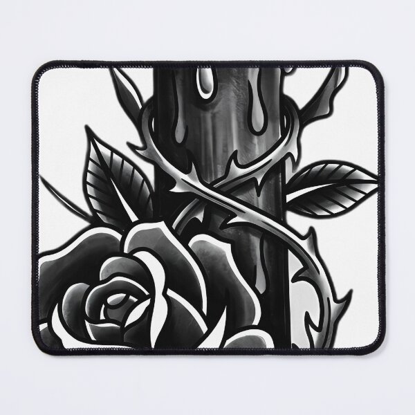 Item preview, Blackwork Melting Candle and Black Rose Tattoo Flash designed and sold by IllumeInk.