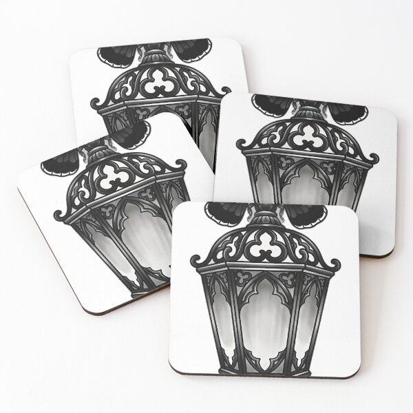 Item preview, Blackwork Gothic Lantern with a Moth Tattoo Flash designed and sold by IllumeInk.