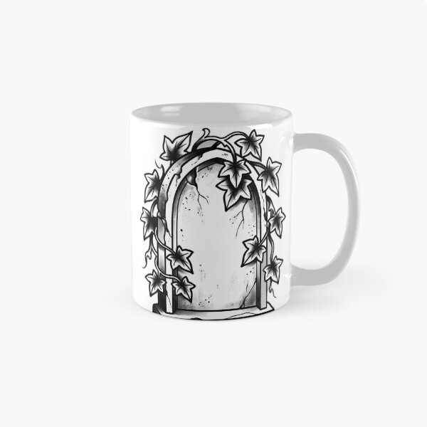 Item preview, Blackwork Weathered Tombstone with Ivy Tattoo Flash designed and sold by IllumeInk.