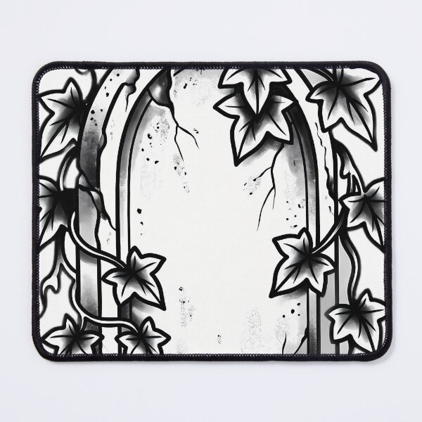 Item preview, Blackwork Weathered Tombstone with Ivy Tattoo Flash designed and sold by IllumeInk.