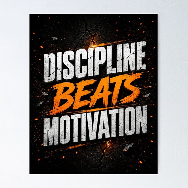 Artikelvorschau, Disziplin schlägt Motivation Typografie-Design entworfen und verkauft von Bathu Designs.