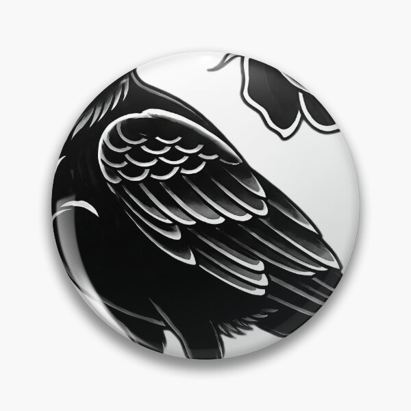 Item preview, Blackwork Raven with a Black Rose Tattoo Flash designed and sold by IllumeInk.