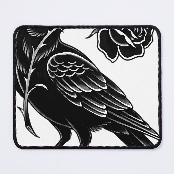 Item preview, Blackwork Raven with a Black Rose Tattoo Flash designed and sold by IllumeInk.