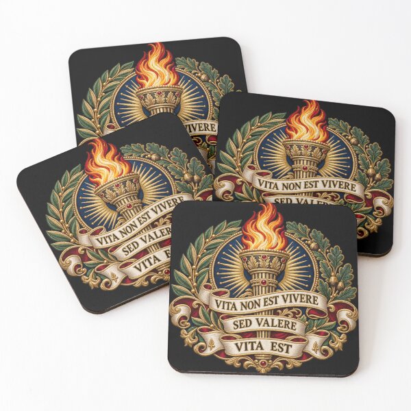 Item preview, Latin Quote Embroidered Torch Crest – Vita Non Est Vivere Sed Valere Vita Est designed and sold by Emoji Emblems.
