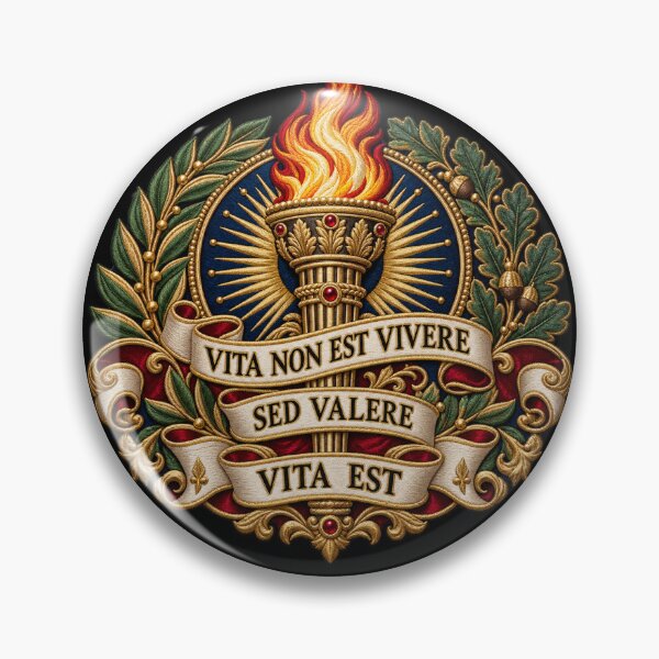 Item preview, Latin Quote Embroidered Torch Crest – Vita Non Est Vivere Sed Valere Vita Est designed and sold by Emoji Emblems.