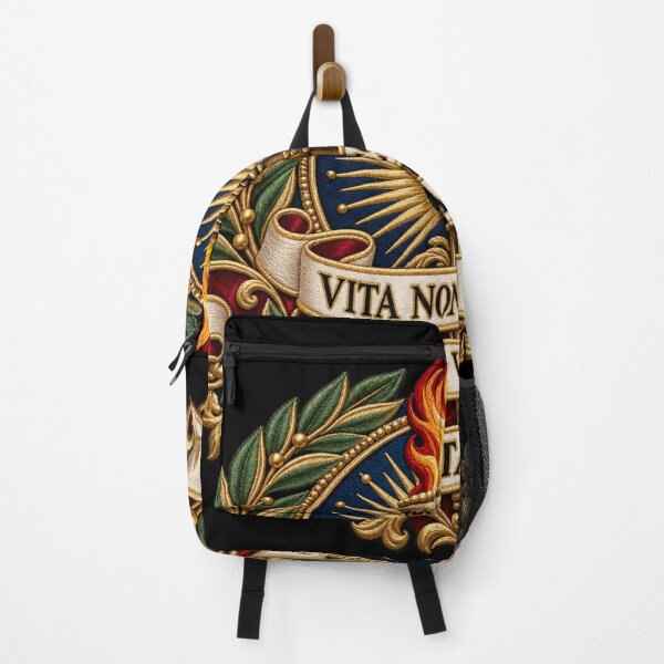 Item preview, Latin Quote Embroidered Torch Crest – Vita Non Est Vivere Sed Valere Vita Est designed and sold by Emoji Emblems.