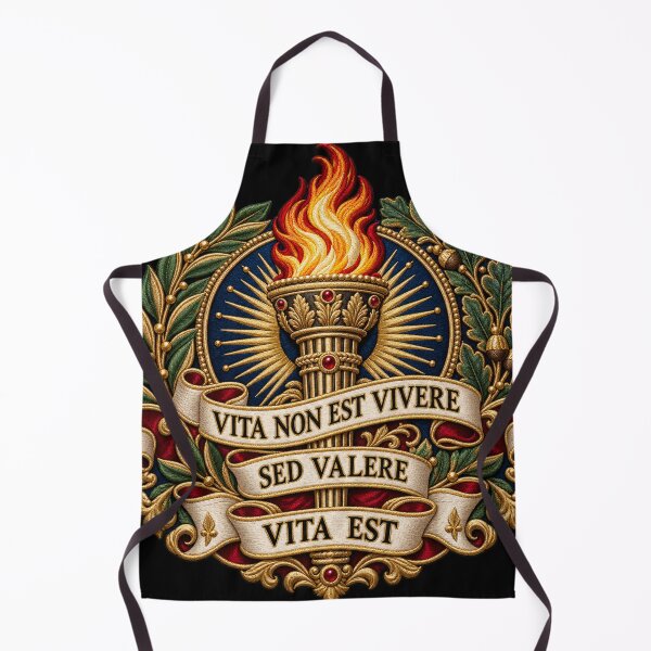 Item preview, Latin Quote Embroidered Torch Crest – Vita Non Est Vivere Sed Valere Vita Est designed and sold by Emoji Emblems.