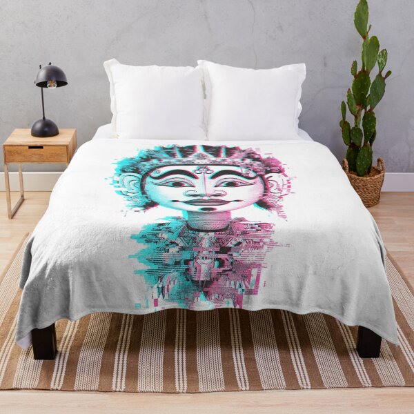 Item preview, Glitch Art Tribal Deity – Cyberpunk Ancient Mask Digital Art designed and sold by cannsuh.