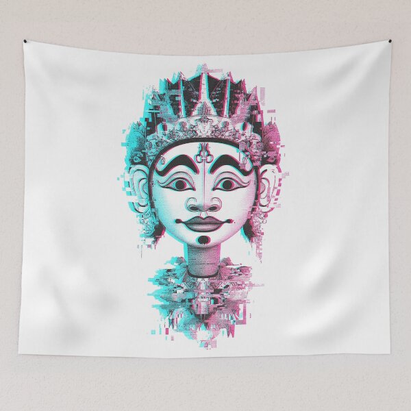 Item preview, Glitch Art Tribal Deity – Cyberpunk Ancient Mask Digital Art designed and sold by cannsuh.