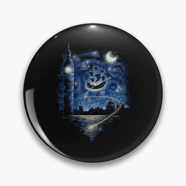 Item preview, Starry Night London Big Ben Flying Ship Fantasy Art designed and sold by avidaremi.