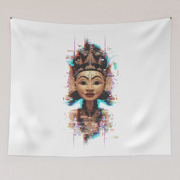 Item preview, Glitch Art Tribal Deity – Cyberpunk Ancient Golden Statue Digital Art designed and sold by cannsuh.