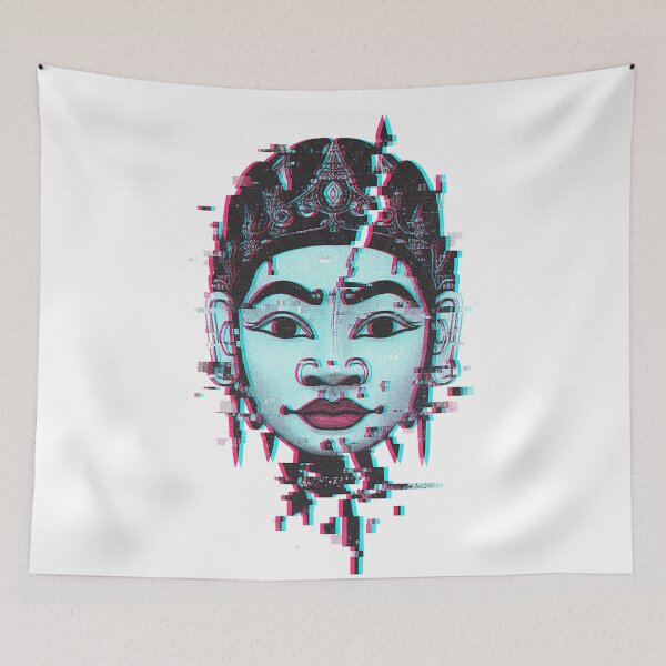 Item preview, Glitch Art Tribal Deity – Cyberpunk Ancient Mask Digital Art designed and sold by cannsuh.