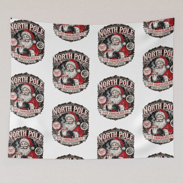 Item preview, North Pole Hot Chocolate Co Santa Claus Vintage Christmas Winter Art designed and sold by SEINENGAPPI18.