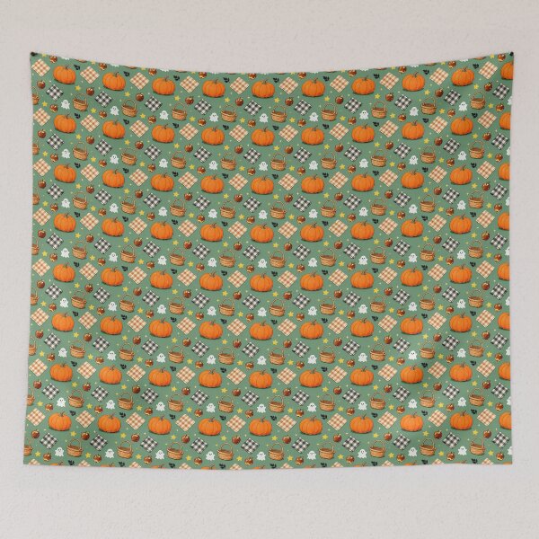 Item preview, Cozy Fall Pumpkin Caramel Apple Picnic Pattern designed and sold by Mimoshi ⭐⭐⭐⭐⭐.