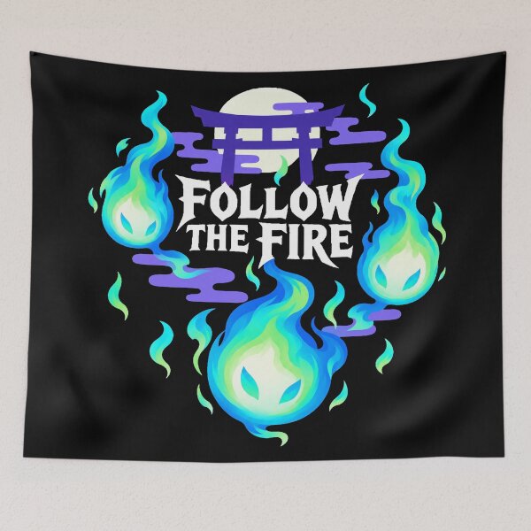 Item preview, Japanese Culture Halloween Onibi Follow The Fire Spirit Flames Yokai designed and sold by Uglyandcute.