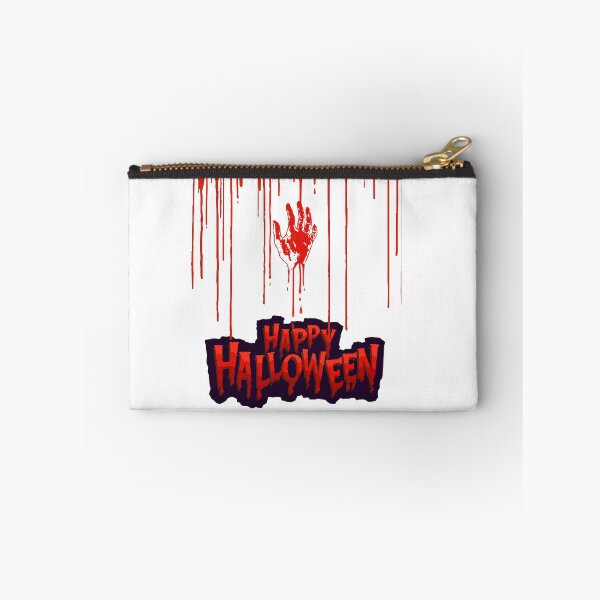 Item preview, Feliz Halloween con huella de mano ensangrentada designed and sold by Mitti Di Khushboo.