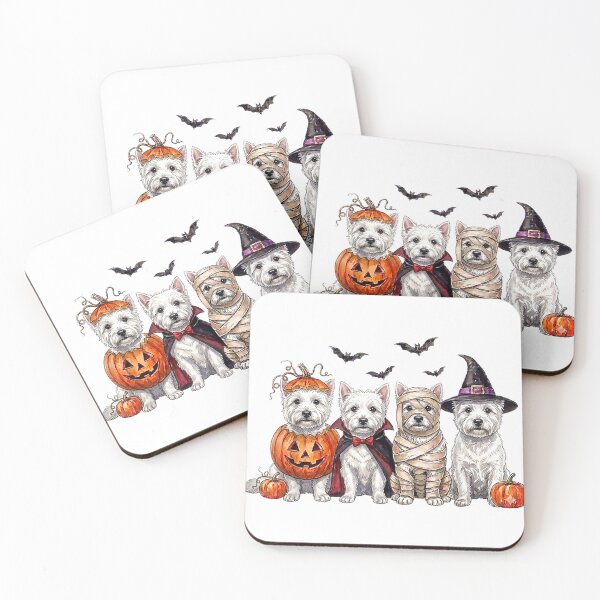 Item preview, Halloween Westie Squad Pumpkin Vampire Mummy Witch Dog T-Shirt designed and sold by SAK7.