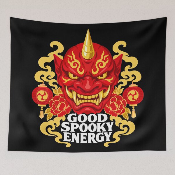 Item preview, Japanese Culture Halloween Oni Good Spooky Energy Demon Mask designed and sold by Uglyandcute.