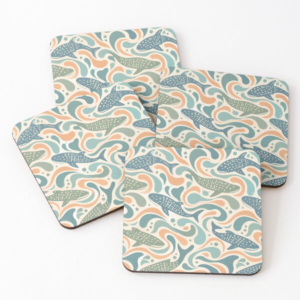 Item preview, Retro Whale Shark Waves Seamless Pattern designed and sold by Skyrocketz.