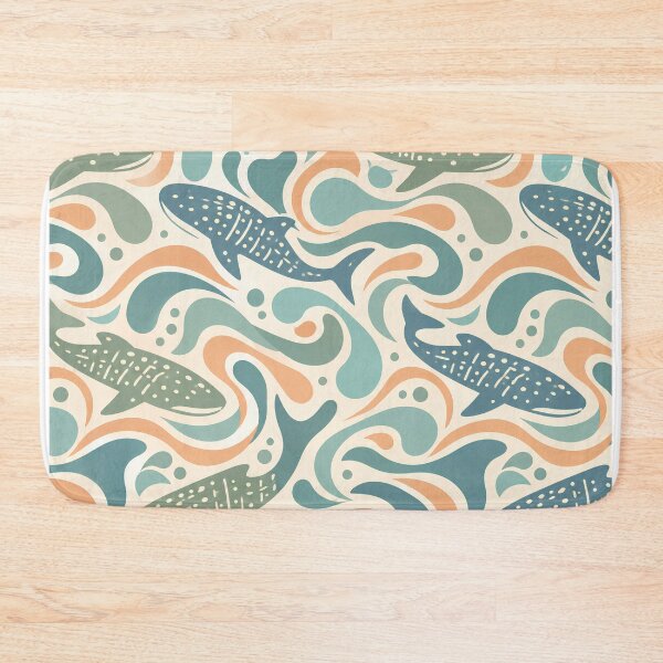 Item preview, Retro Whale Shark Waves Seamless Pattern designed and sold by Skyrocketz.