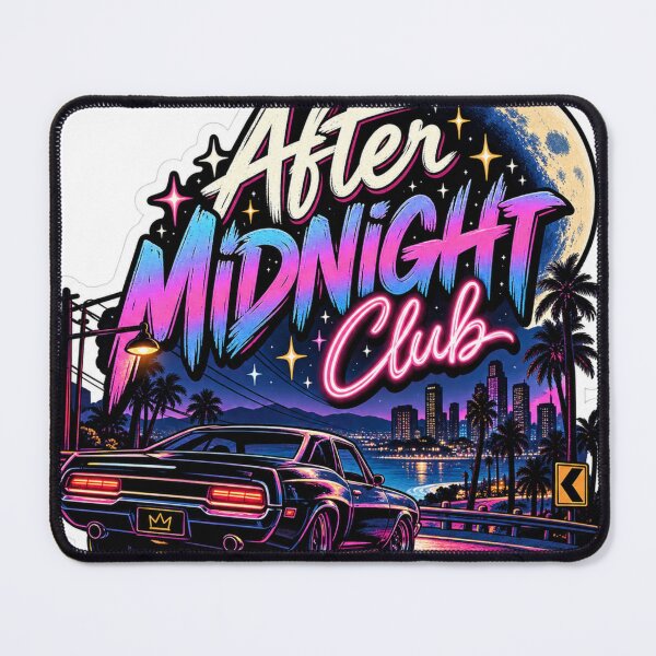 Item preview, After Midnight Club – Neon Retro Muscle Car Night Drive designed and sold by Genzfirevibes.