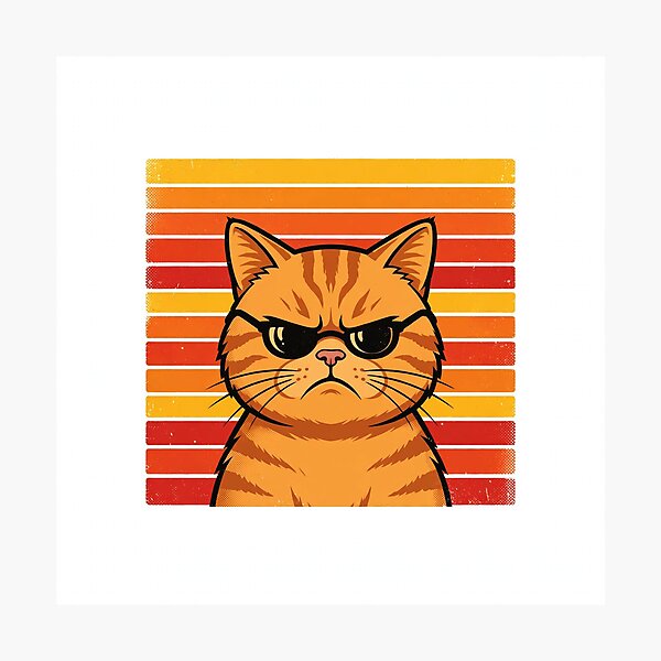 Item preview, Grumpy Cat Retro Sunset Shirt — Funny Vintage 70s Cat Tee designed and sold by Stoic-Supply-Co.