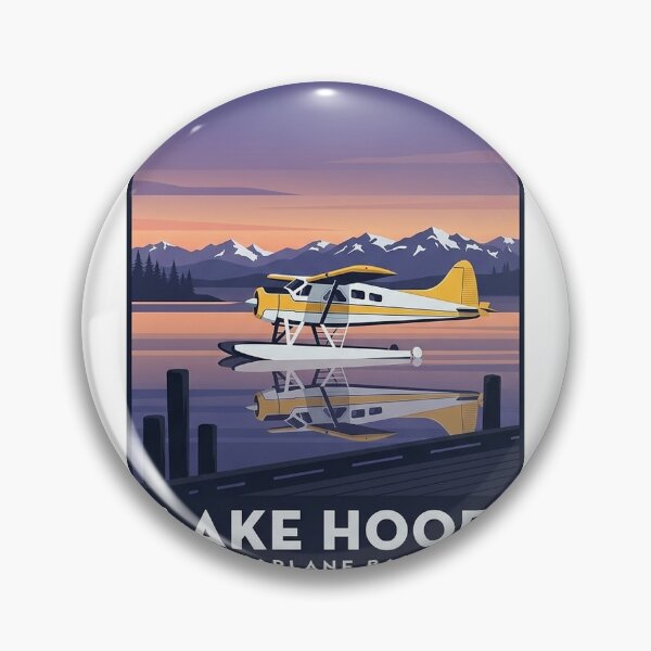 Item preview, Lake Hood Alaska Floatplane Poster Sticker - Seaplane Base Anchorage Dusk designed and sold by DetourDgn.