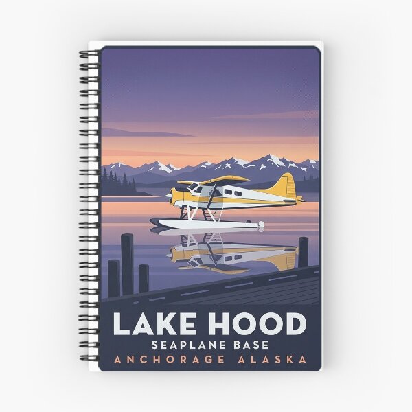 Item preview, Lake Hood Alaska Floatplane Poster Sticker - Seaplane Base Anchorage Dusk designed and sold by DetourDgn.