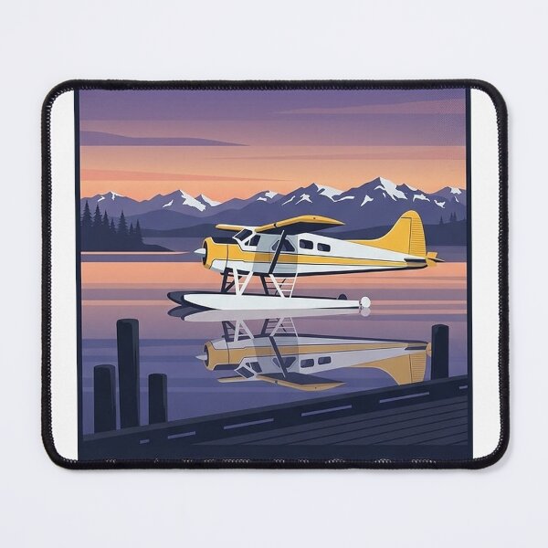 Item preview, Lake Hood Alaska Floatplane Poster Sticker - Seaplane Base Anchorage Dusk designed and sold by DetourDgn.
