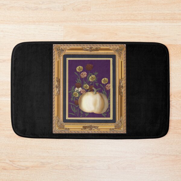 Item preview, White Pumpkin Moody Floral in Ornate Hand Drawn Gold Frame designed and sold by The Flying Bunny Studio.
