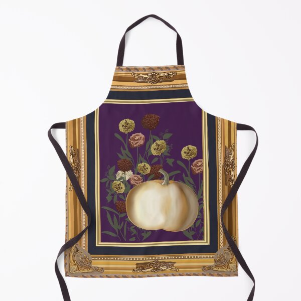 Item preview, White Pumpkin Moody Floral in Ornate Hand Drawn Gold Frame designed and sold by The Flying Bunny Studio.