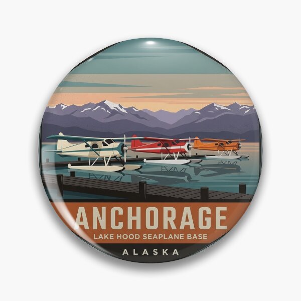 Item preview, Anchorage Floatplane Dock Sticker - Lake Hood Seaplane Base Alaska Dusk Hexagon designed and sold by DetourDgn.