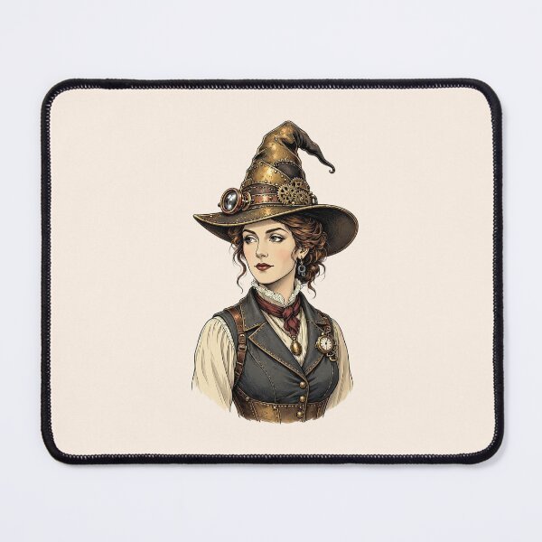 Item preview, Steampunk Witch – Victorian Woman with Goggles and Witch Hat designed and sold by SweetLilith.