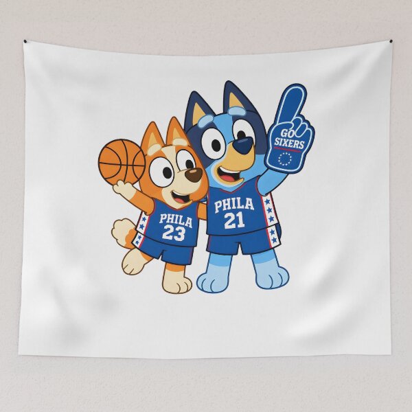 Item preview, Bluey & Bingo 76ers Basketball designed and sold by Kleinpixel.