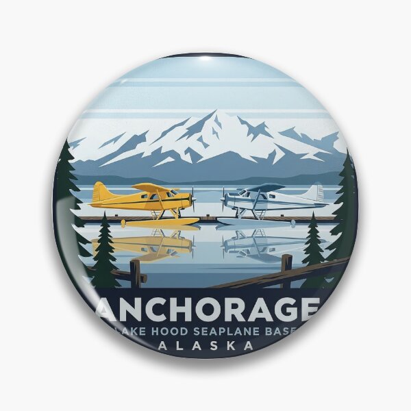 Item preview, Lake Hood Seaplane Base Sticker - Anchorage Alaska Floatplanes and Chugach Mountains designed and sold by DetourDgn.