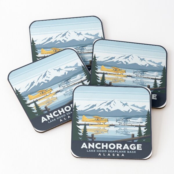 Item preview, Lake Hood Seaplane Base Sticker - Anchorage Alaska Floatplanes and Chugach Mountains designed and sold by DetourDgn.