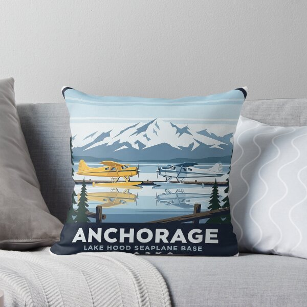 Item preview, Lake Hood Seaplane Base Sticker - Anchorage Alaska Floatplanes and Chugach Mountains designed and sold by DetourDgn.