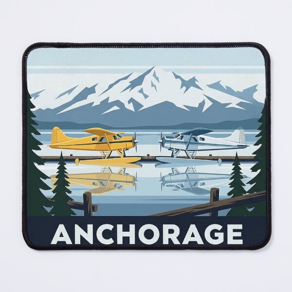 Item preview, Lake Hood Seaplane Base Sticker - Anchorage Alaska Floatplanes and Chugach Mountains designed and sold by DetourDgn.