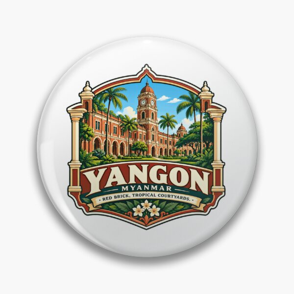 Item preview, Yangon Myanmar Red Brick, Tropical Courtyards City Travel Souvenir designed and sold by Star3NowForMe.